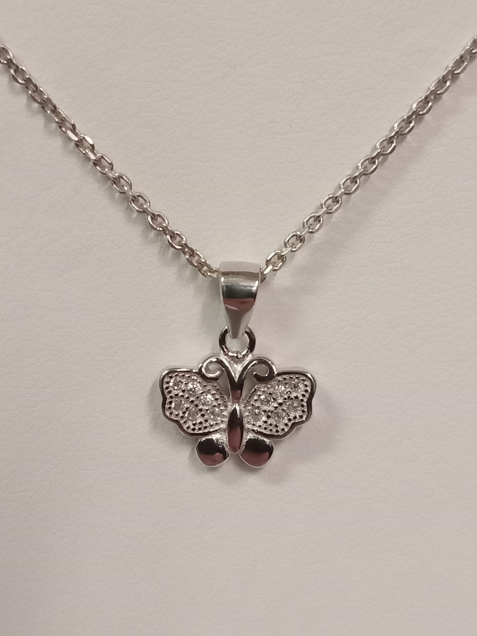 Silver Cubic Zirconia Butterfly Pendant
