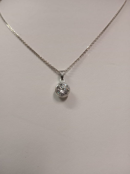 Silver Tube Set Cubic Zirconia Pendant