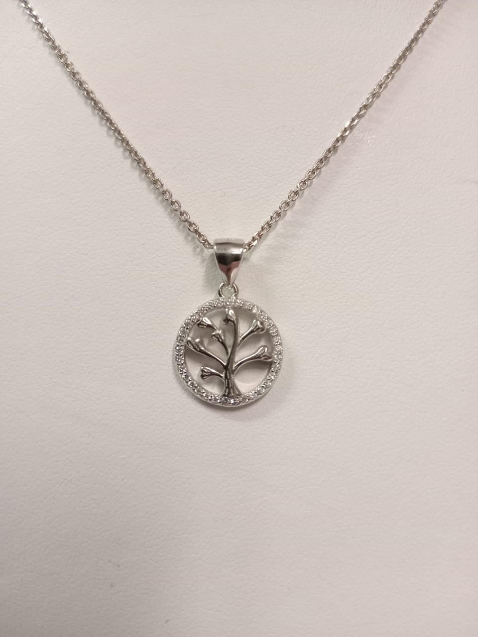 Silver Cubic Zirconia Tree of Life Pendant