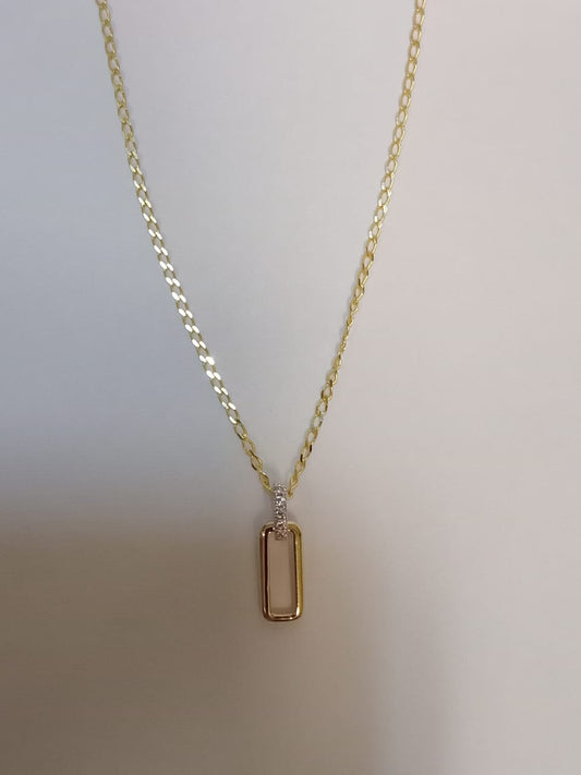 9ct Yellow Cubic Zirconia Bar - Open Design Rectangle Pendant