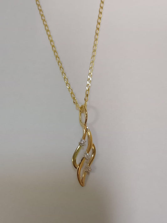 9ct Yellow 3 Stone Cubic Zirconia Fancy Pendant