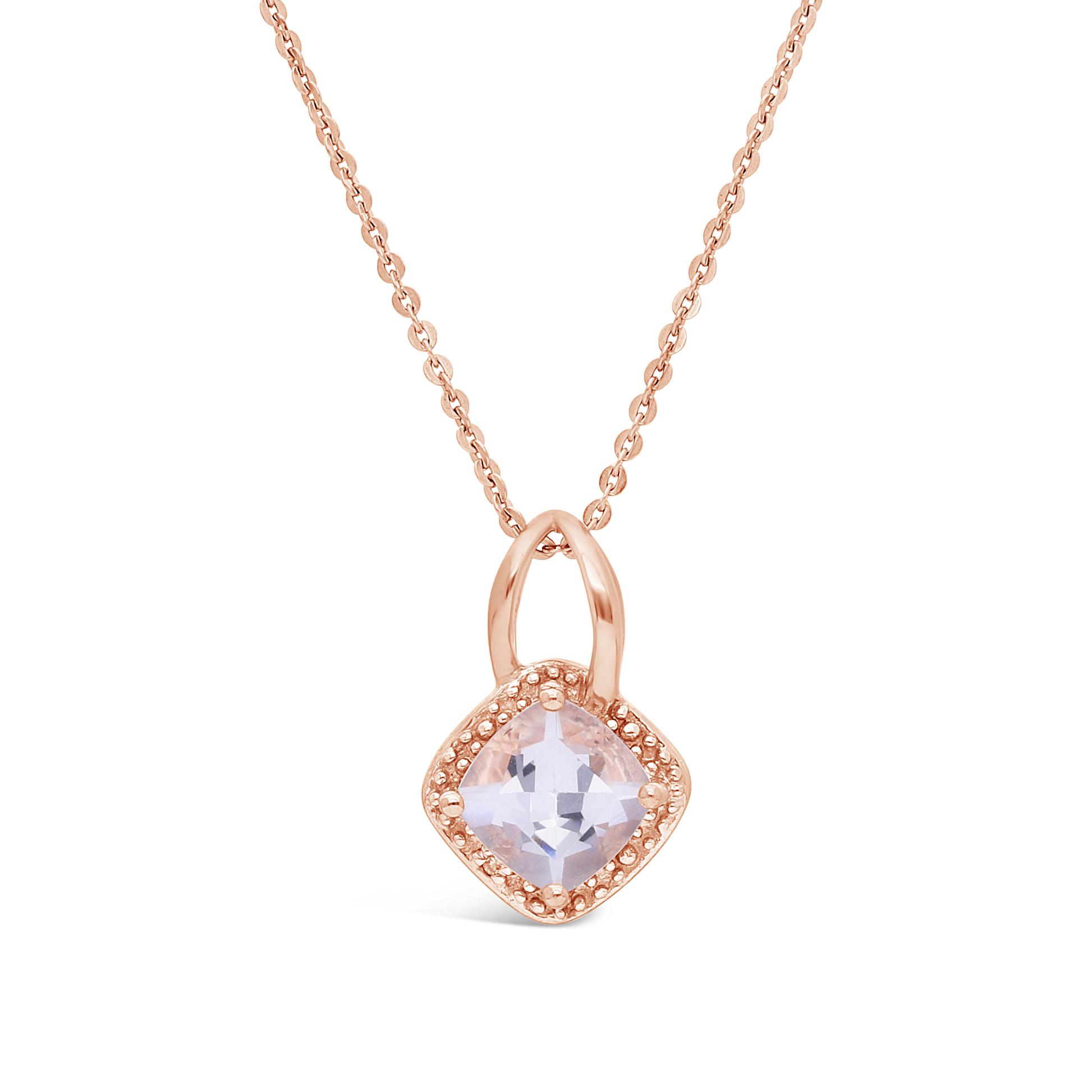 9ct Rose Gold Morganite & Diamond Cluster Stud Pendant