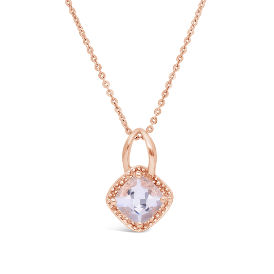 9ct Rose Gold Morganite & Diamond Cluster Stud Pendant