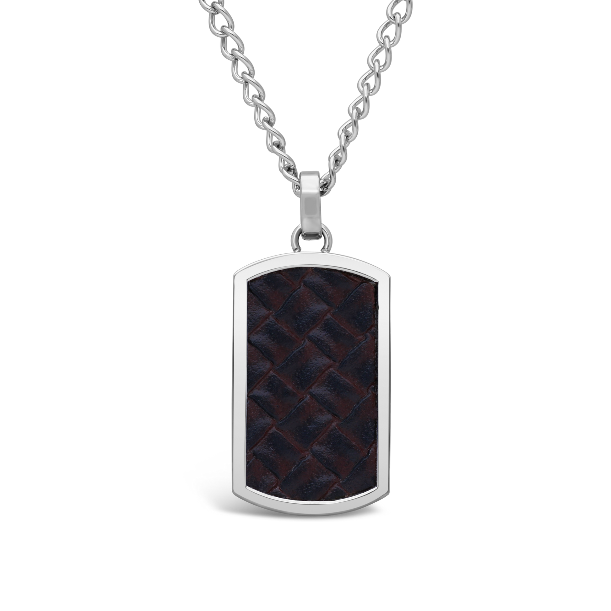 TSAR Stainless Steel and Brown Leather Pendant