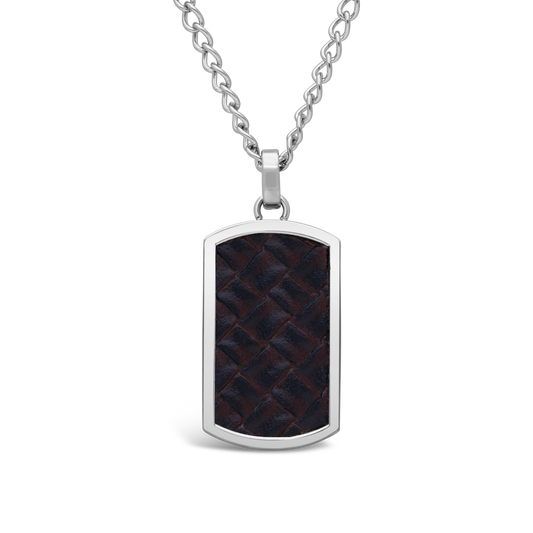 TSAR Stainless Steel and Brown Leather Pendant