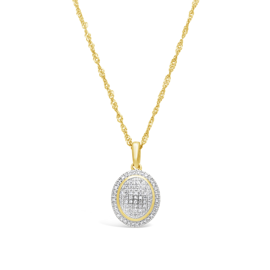 9ct Gold Diamond Oval Pendant