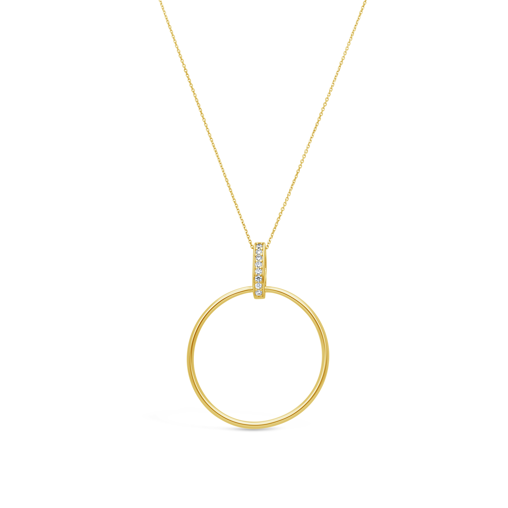 Silver Gold Plated Plain Circle Pendant With Cubic Zirconia Clasp