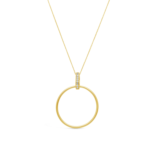 Silver Gold Plated Plain Circle Pendant With Cubic Zirconia Clasp