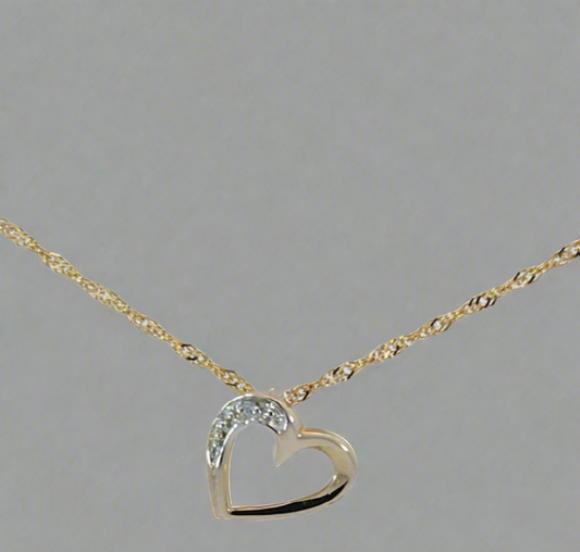 9ct Gold Open Heart Cubic Zirconia Pendant