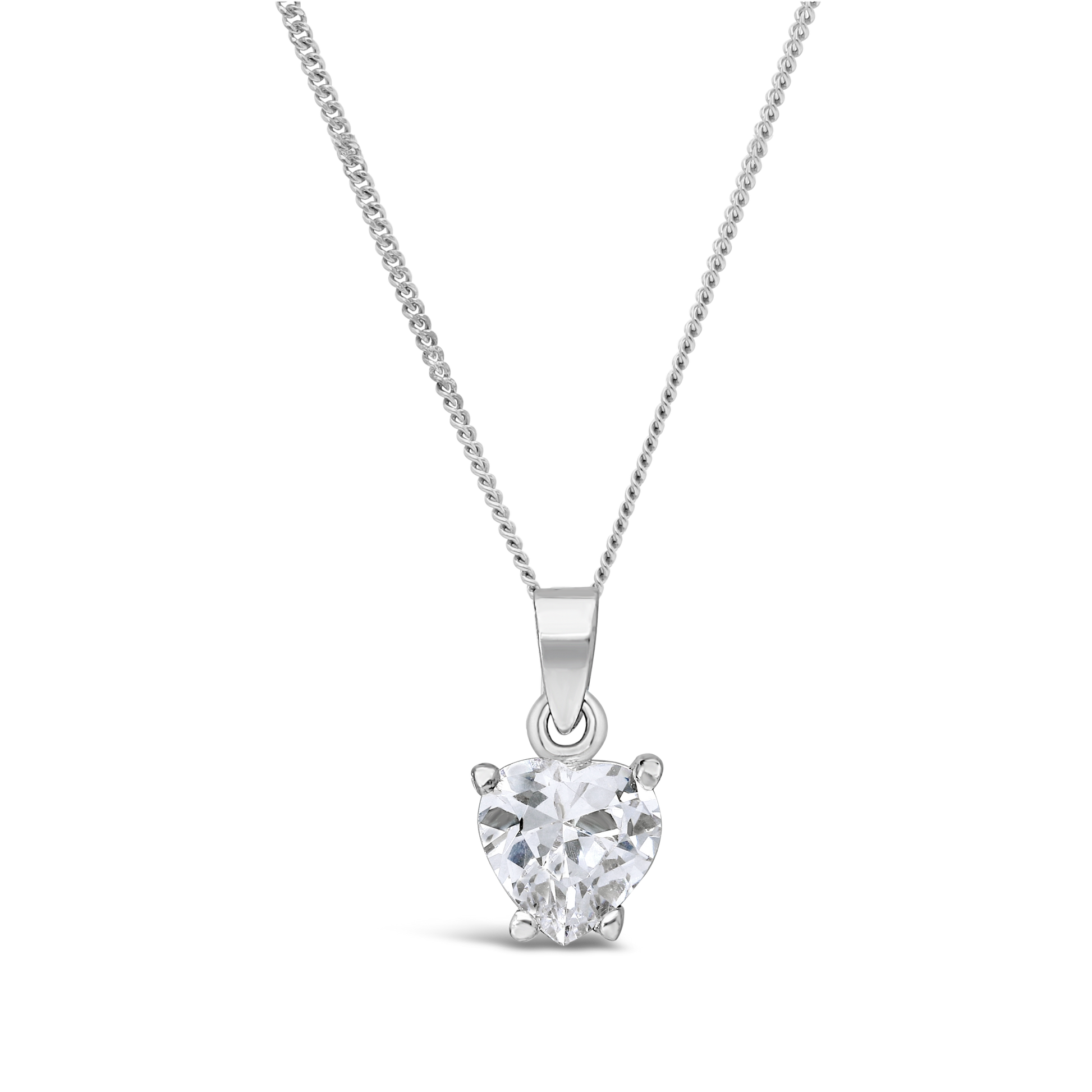 Silver Fancy Heart Cubic Zirconia Pendant