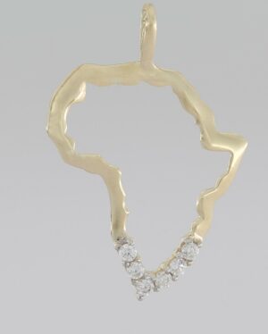 9ct Gold Cut Out Design Map Of Africa With Cubic Zirconia Pendant