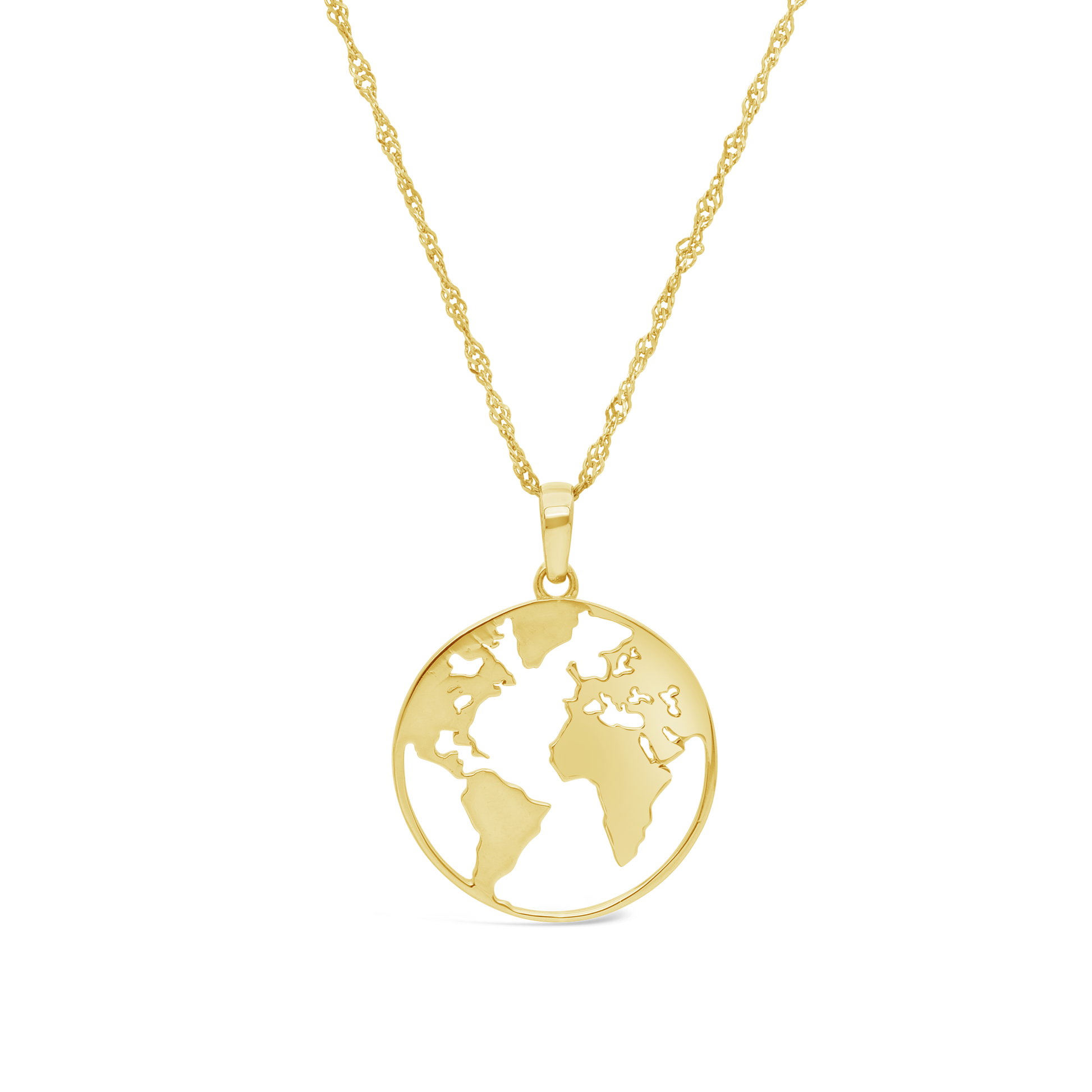 9ct Gold Round Cut Out World Map Pendant