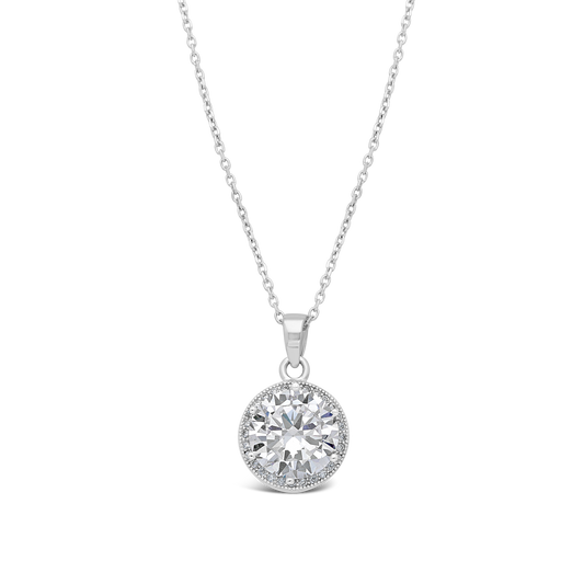 Silver Cubic Zirconia Round Cluster Pendant