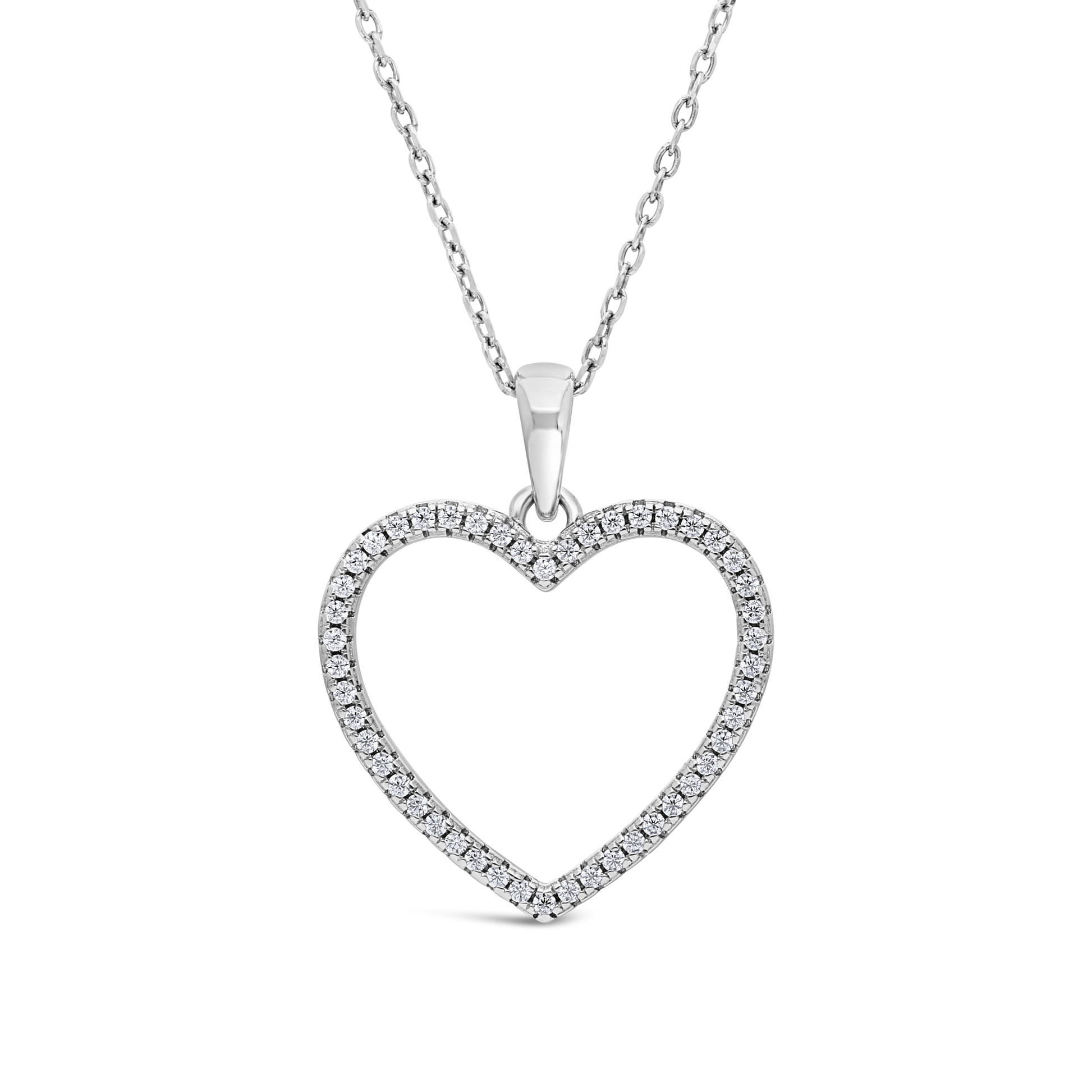 Silver Milgrain Cubic Zirconia Open Design Heart Pendant