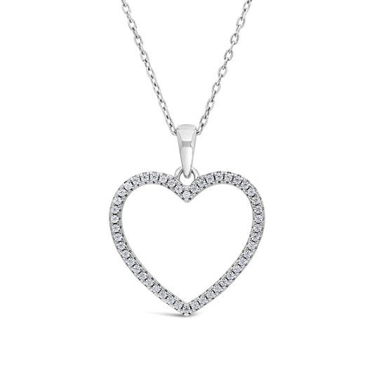 Silver Milgrain Cubic Zirconia Open Design Heart Pendant