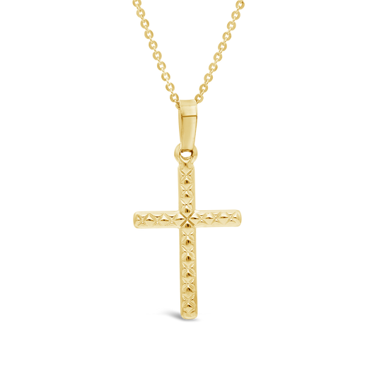 9ct Gold Criss Cross Design Cross Pendant