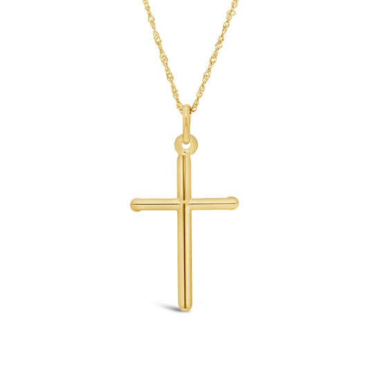 9ct Gold Plain Medium Cross Pendant