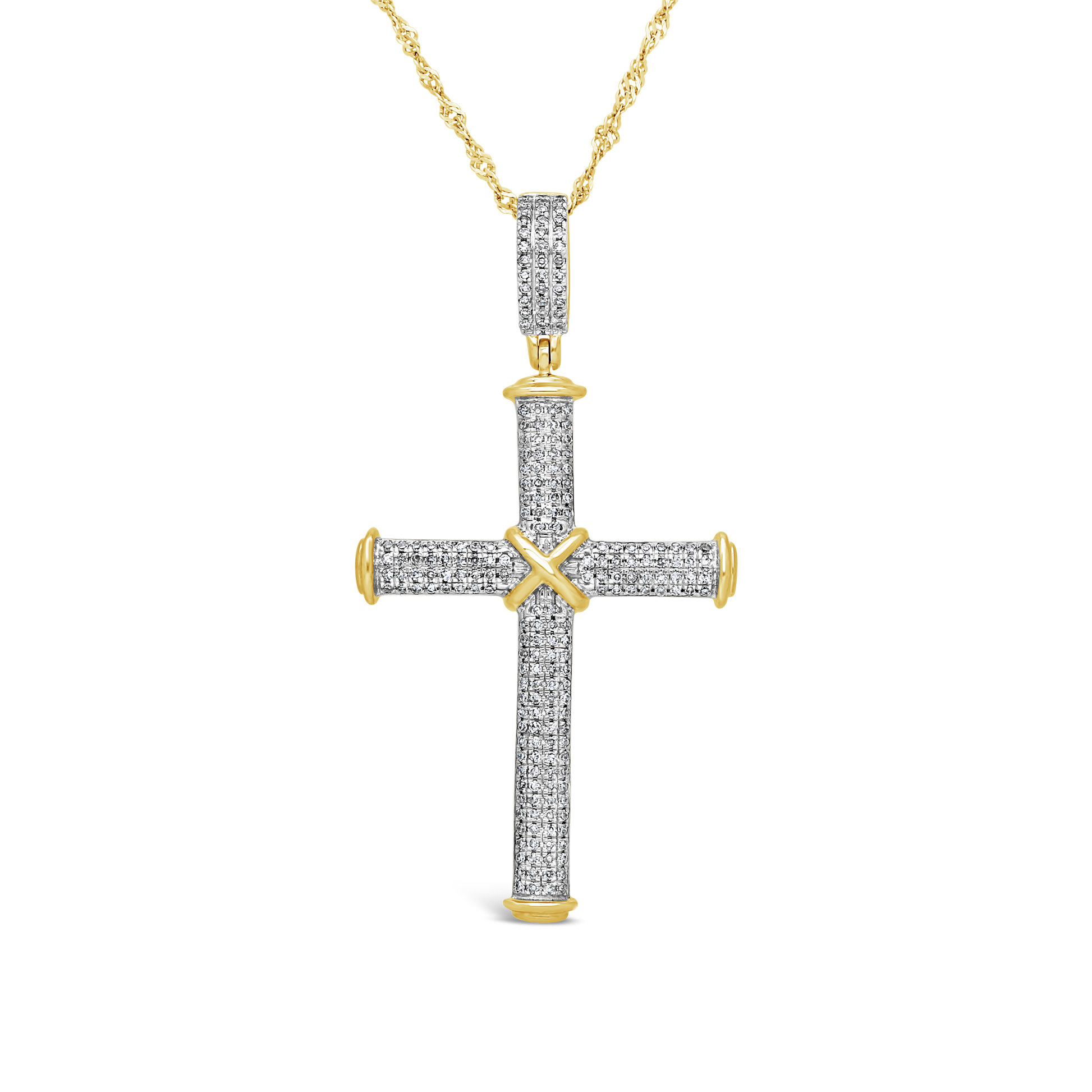 9ct Gold Pave Set Diamond Cross Pendant