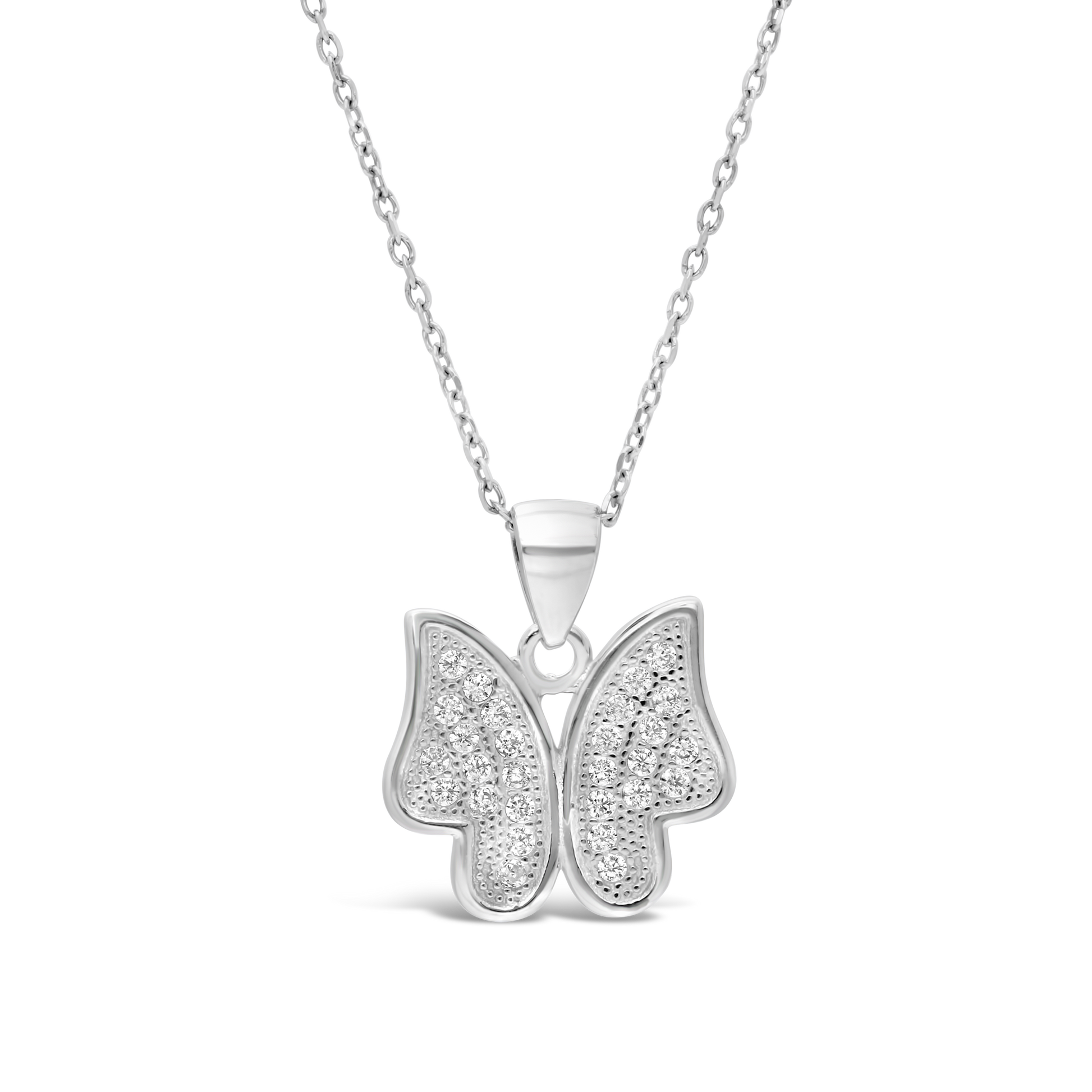 Silver Fancy Cubic Zirconia Butterfly Pendant