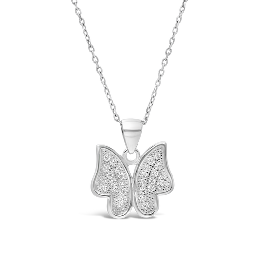 Silver Fancy Cubic Zirconia Butterfly Pendant