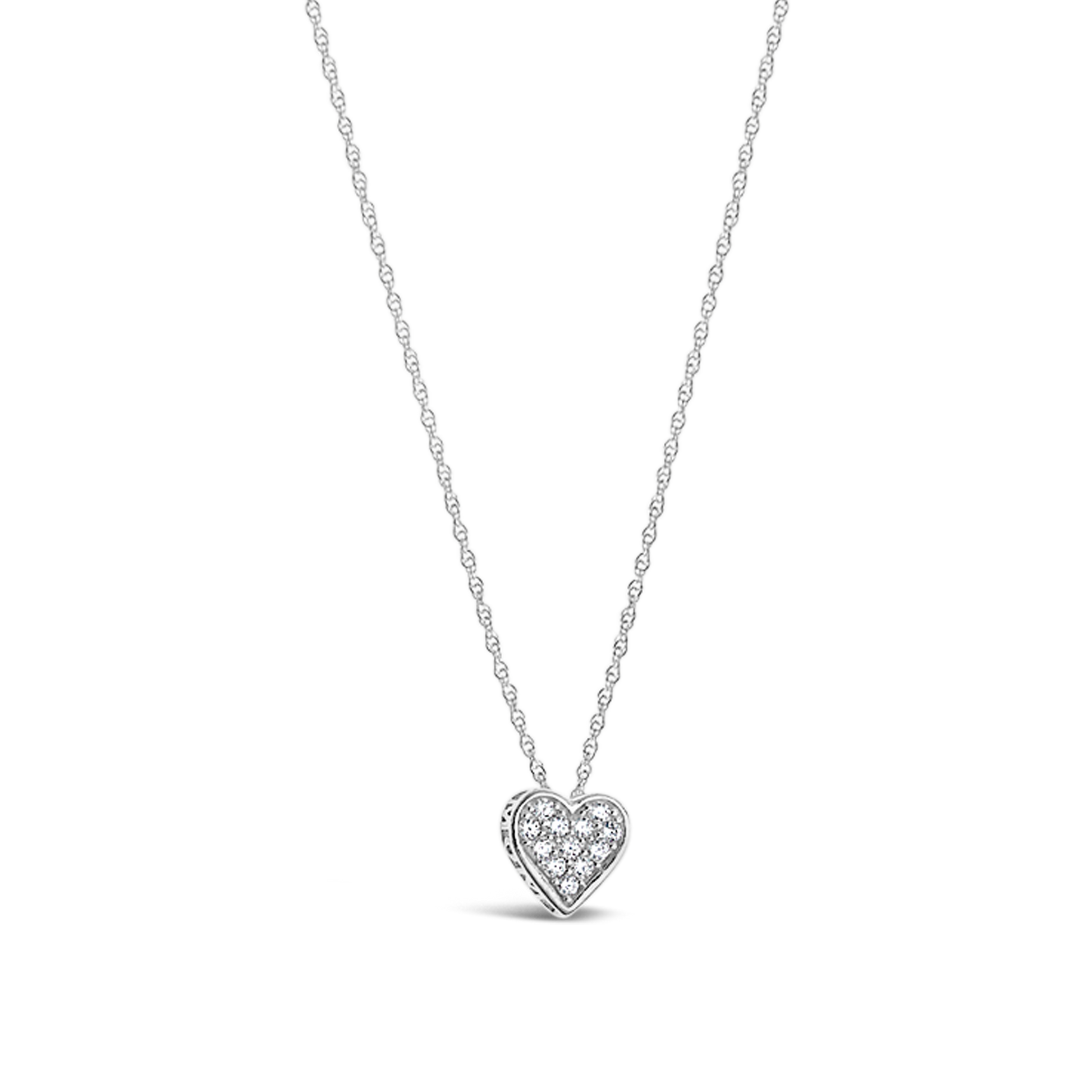 Silver Small Cubic Zirconia Heart Pendant on Chain