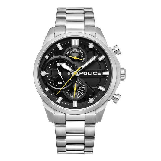 Police Gents Chrono Stainless Steel Bracelet Round Black Dial
