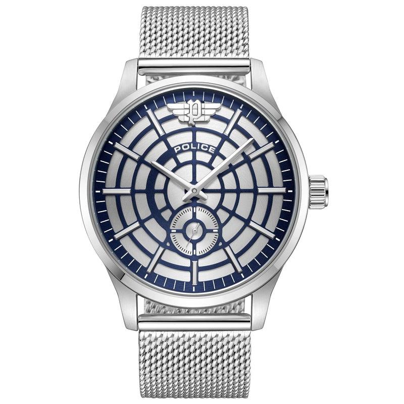 Police Gents Stainless Steel Mesh Bracelet Round Black Dial