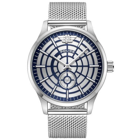 Police Gents Stainless Steel Mesh Bracelet Round Black Dial
