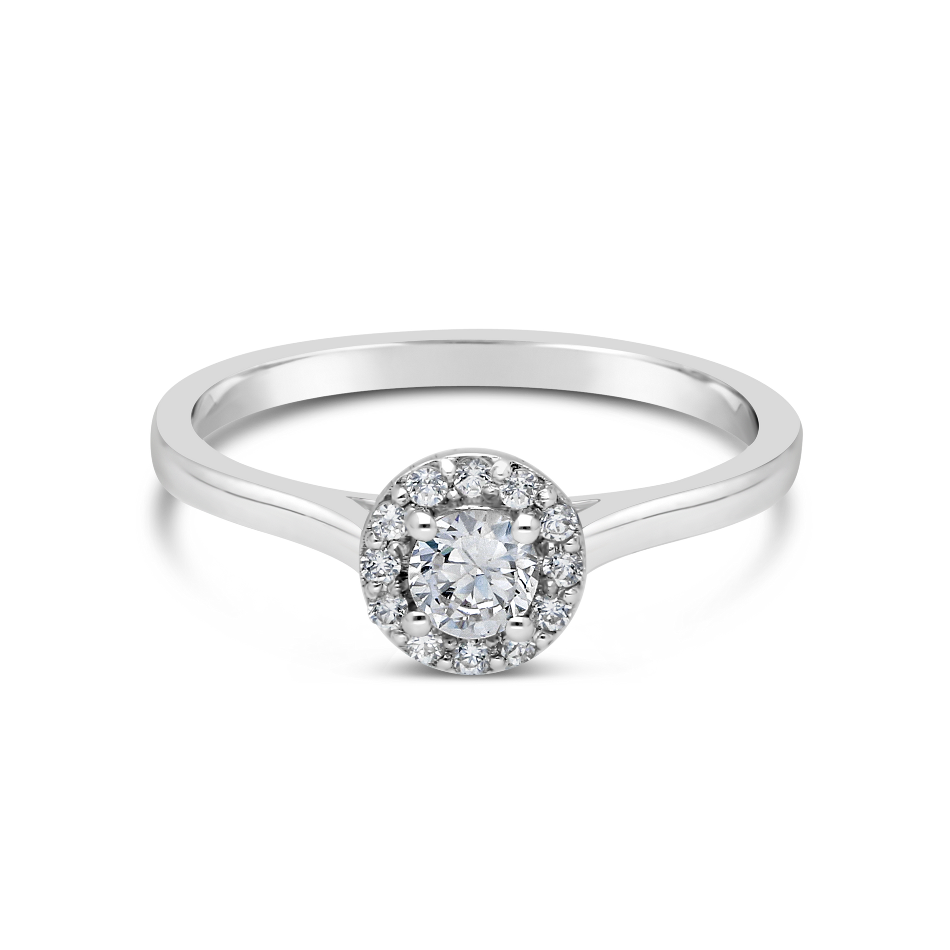 9ct White Gold Halo 0.32ct Diamond Ring with 0.25ct Centre Diamond