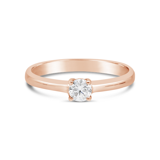 9ct Rose Gold Claw Set 0.25ct Diamond Solitaire Ring