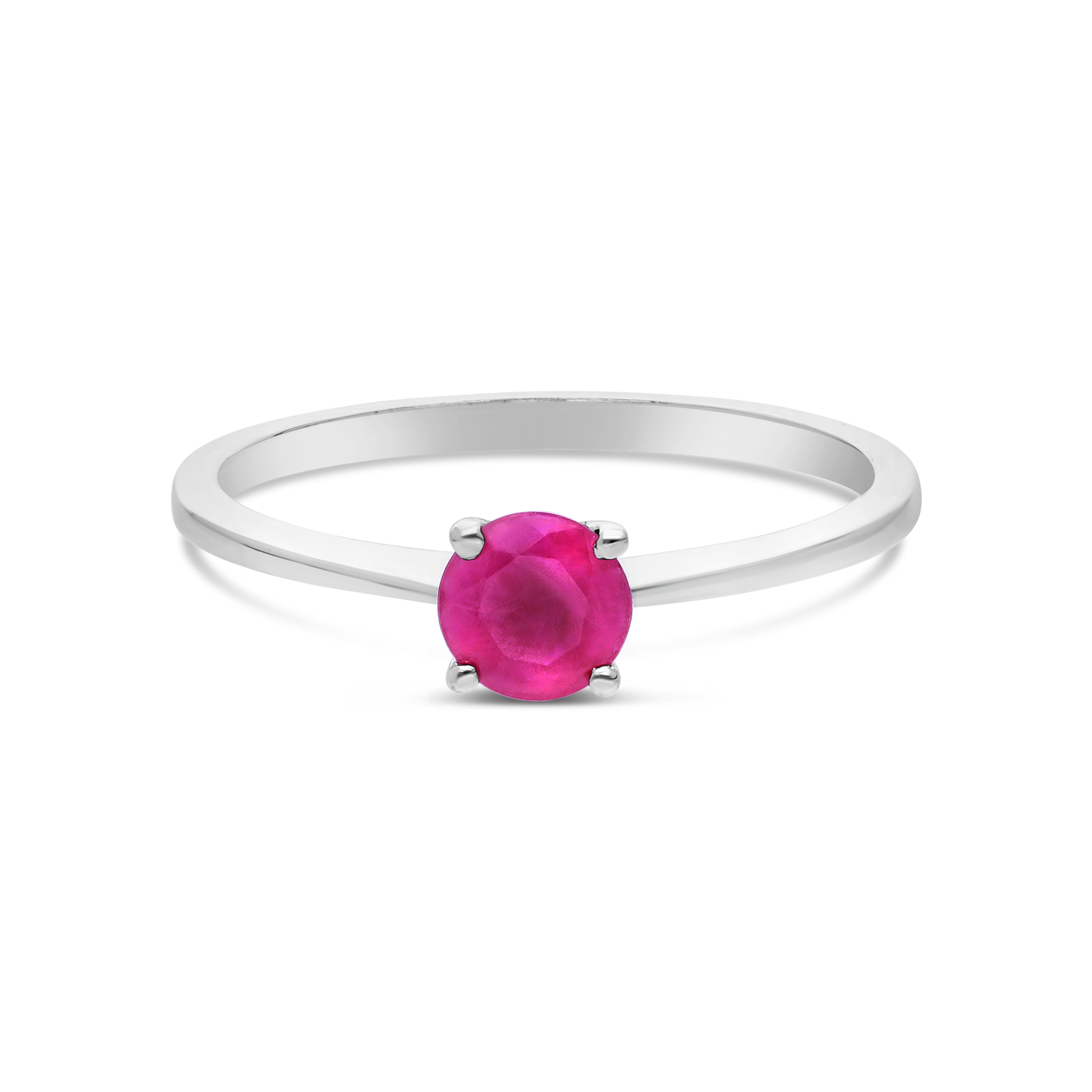 Silver 4 Claw Ruby Solitaire Ring