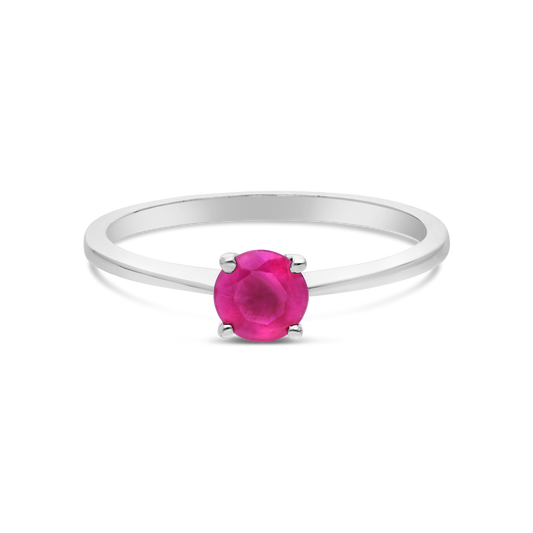 Silver 4 Claw Ruby Solitaire Ring