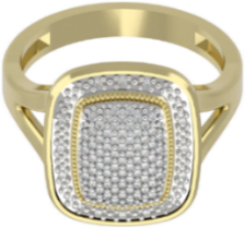 9ct Gold Large Square Diamond Cluster Diamond Ring