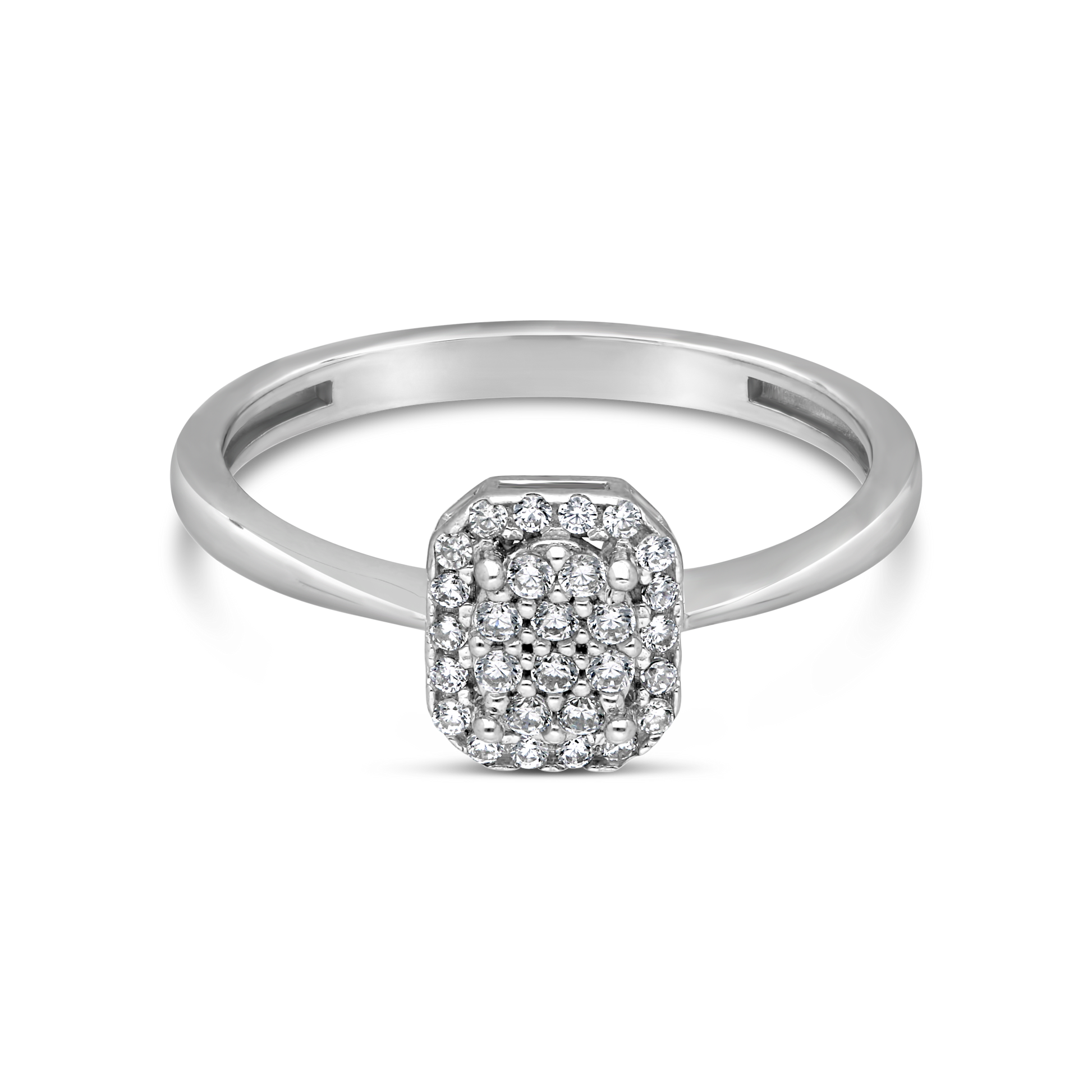 9ct White Gold Square Diamond Cluster Ring