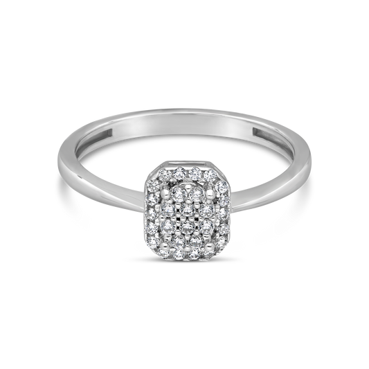 9ct White Gold Square Diamond Cluster Ring