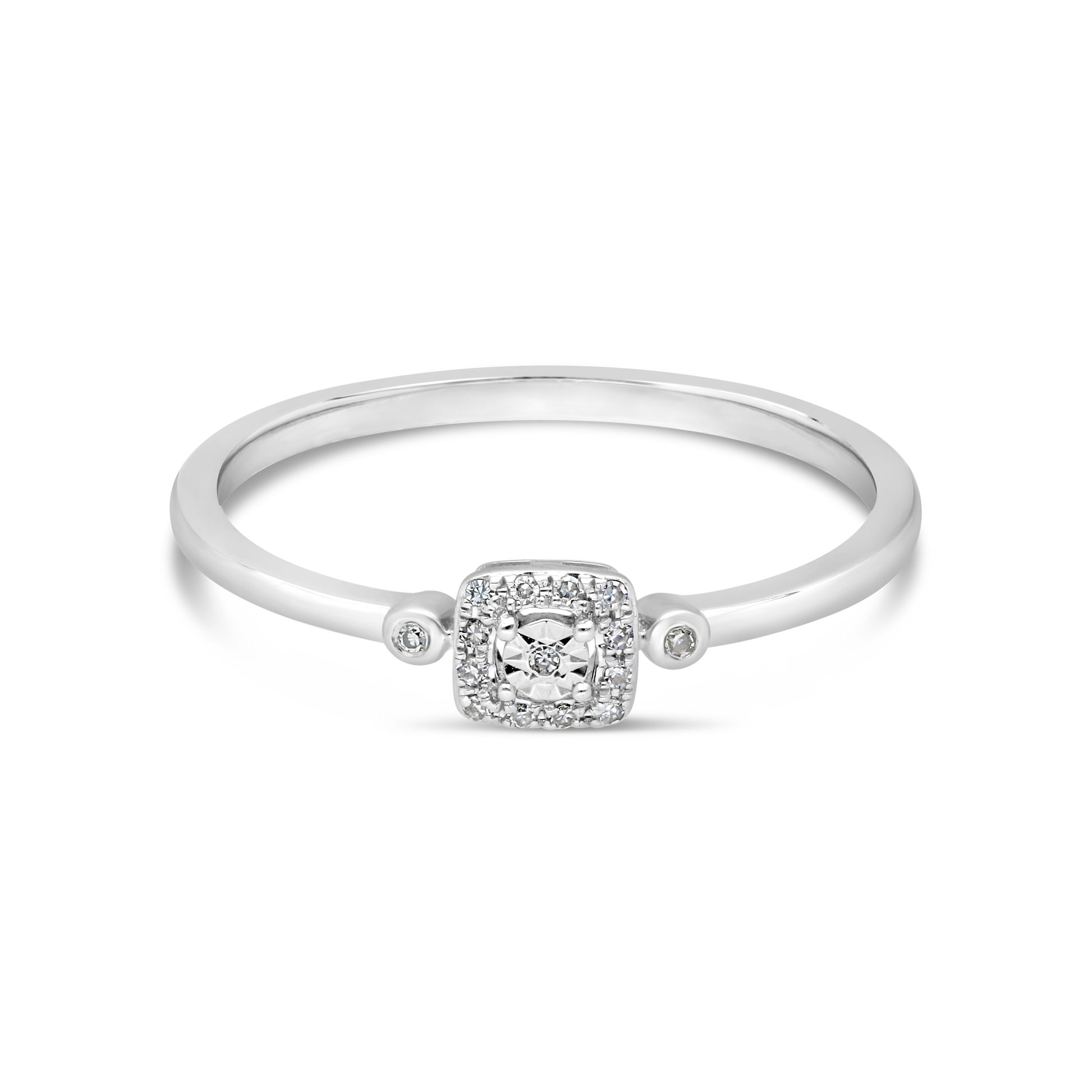 9ct White Gold Diamond Small Square Cluster Dress Ring