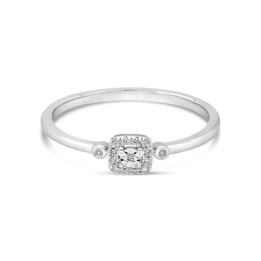 9ct White Gold Diamond Small Square Cluster Dress Ring