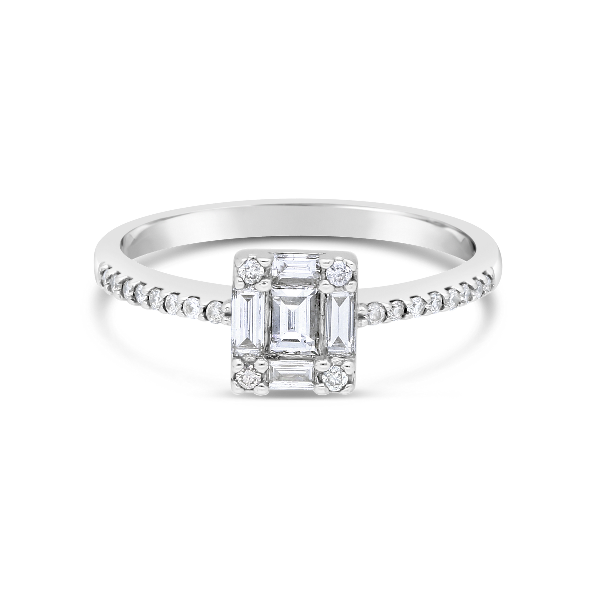 18ct White Gold Baguette and Round 0.38ct Diamond Ring