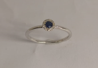 9ct White Gold Diamond And Sapphire Halo Ring