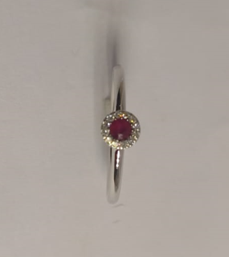 9ct White Gold Diamond And Ruby Halo Ring