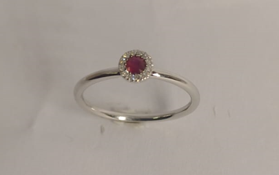 9ct White Gold Diamond And Ruby Halo Ring