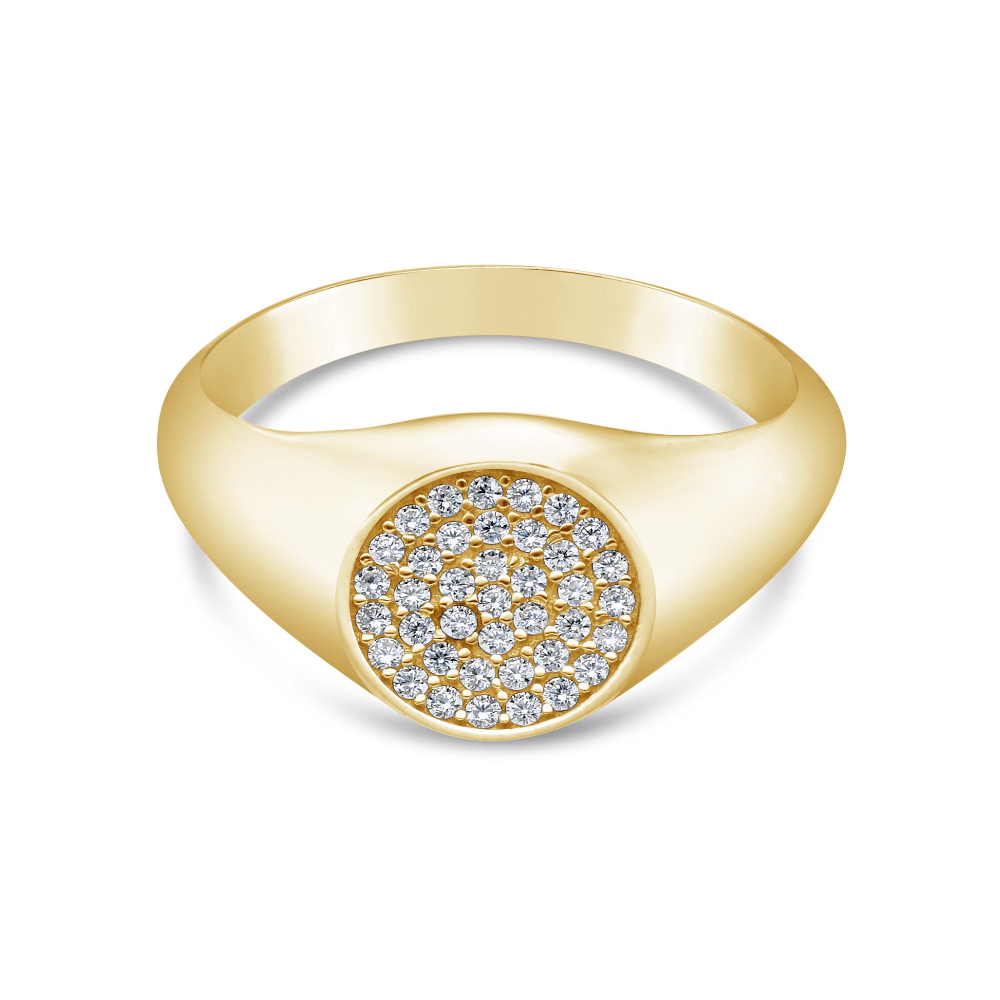 9ct Gold Pave Set Cubic Zirconia Cluster Signet Ring