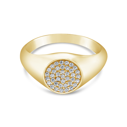 9ct Gold Pave Set Cubic Zirconia Cluster Signet Ring