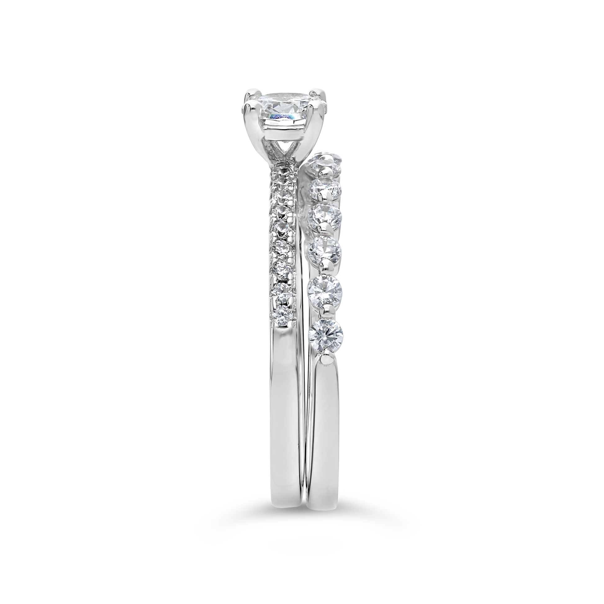 Silver Centre Solitaire Channel Cubic Zirconia Twinset Ring