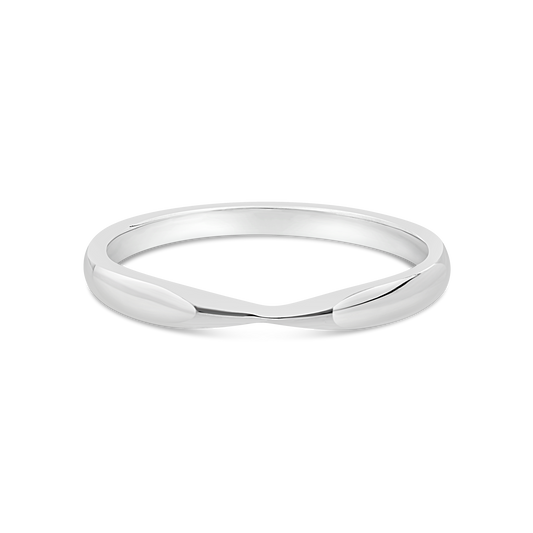 9ct White Gold Plain Concave band