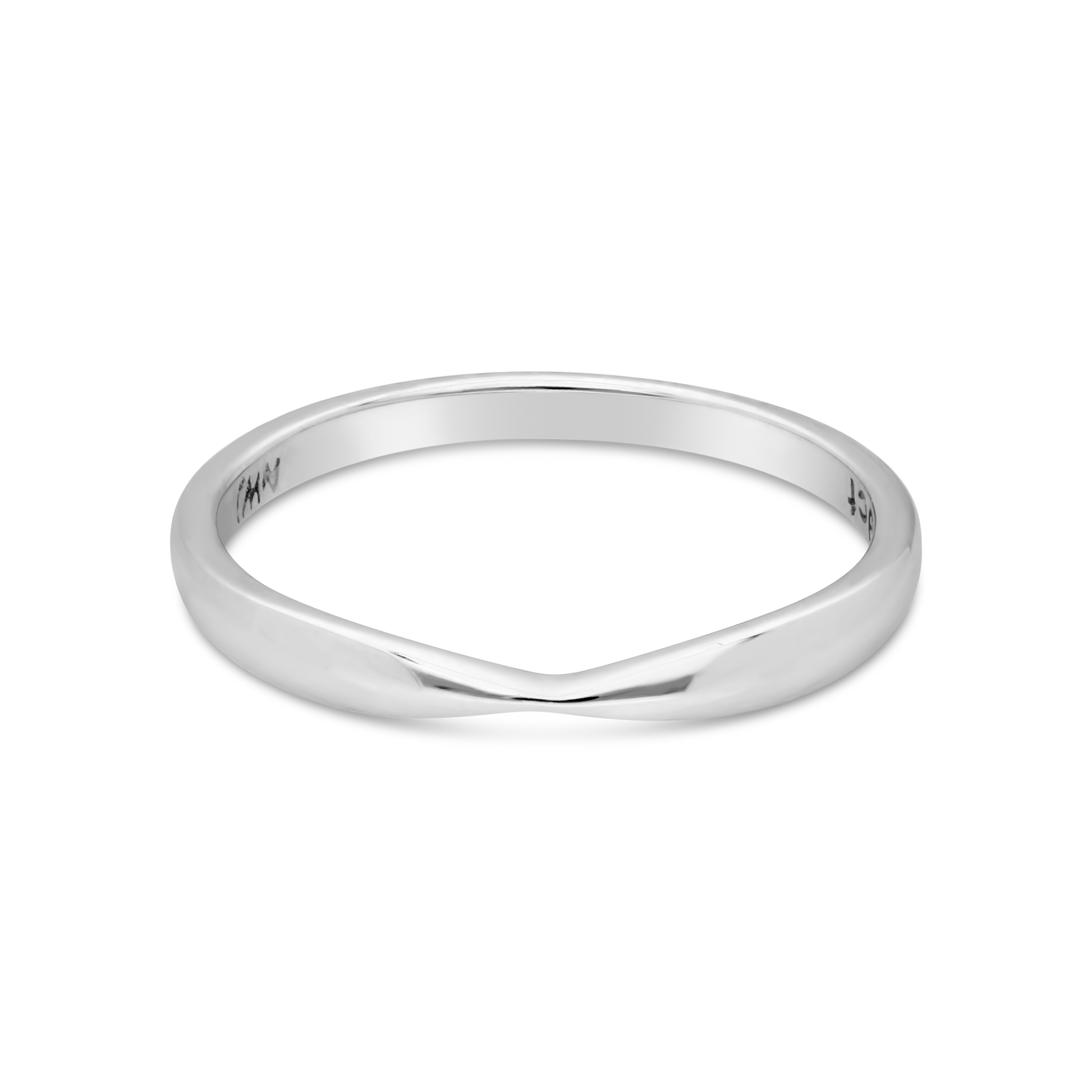 18ct White Gold Plain Concave Shaped Band