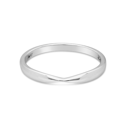 18ct White Gold Plain Concave Shaped Band