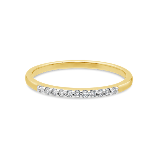 9ct Gold Pave/Claw Set Diamond band