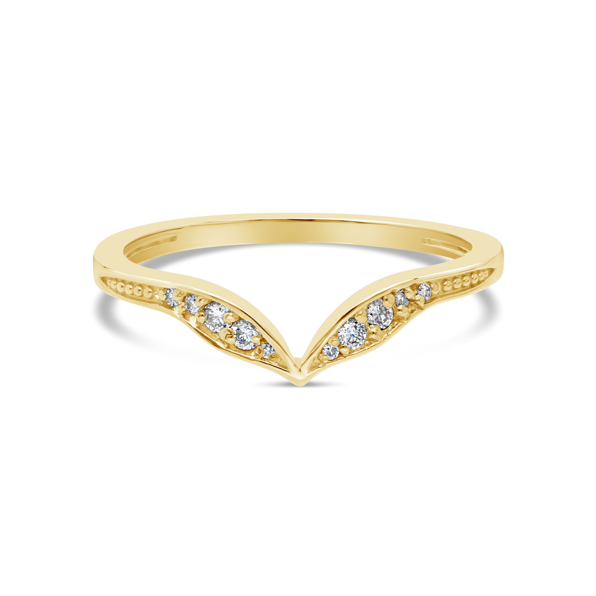 9ct  Gold Curved Diamond Band