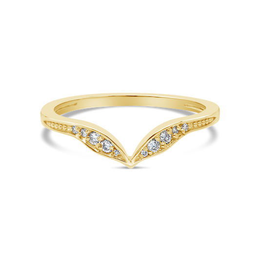 9ct  Gold Curved Diamond Band